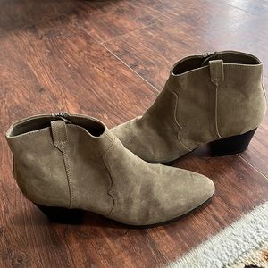 Gray suede booties